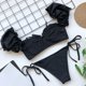 thumbnail image 4 of Gibobby Conjunto de Bañador Sexy Traje de baño de color sólido con relleno Bikini Conjunto de traje de baño para mujer Ropa de playa Trajes de baño de do(Negro,CH), 4 of 5
