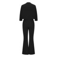 thumbnail image 5 of Scyoekwg Women's Fall Two Piece Outfits Round Neck Long Sleeve Tops Wide Leg Pants Casual Fashion Matching Outfits Two Piece Set Lounge Set (Black,XXL), 5 of 6