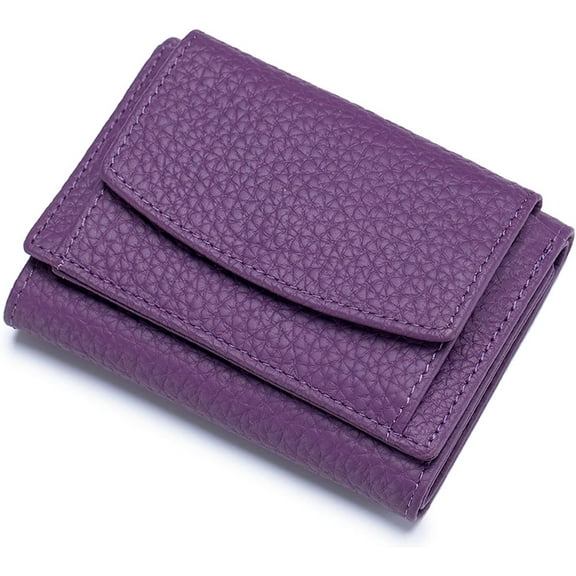 Small Wallet For Women RFID Leather Compact Card Wallets Womens Thin Front Pocket Purse (Purple)