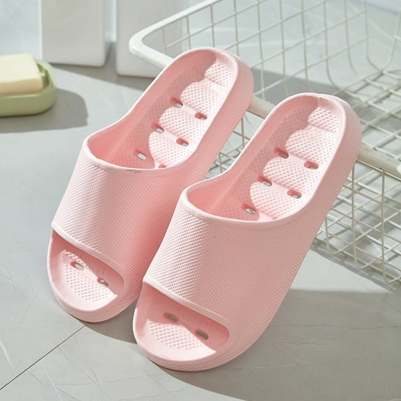 RKSTN Pink Slides for Women Thick Soled Cushioned Bathroom Shower Shoes Non Slip Perforated Water Draining House Slides Lightweight Soft Sole Sandals Unise