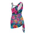 thumbnail image 5 of Whosucclay Tropical Flowers Black Girls' One Piece Swimsuit with Cover Up, Polyester Material Removable Bra Adjustable Strap Girl's One Piece Swimsuits for Vacation, 9-10 Years Old, 5 of 9