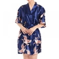 thumbnail image 3 of Women Silk Nightgown Summer Loose Fit Printed Satin Robes For Women Short Kimono Bridesmaids Lightweight Soft Lingerie Robes, 3 of 7