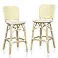 thumbnail image 6 of Stella Aluminum and PE Wicker Chevron Pattern Patio Bar Chairs, Set of 2, Yellow, 6 of 10