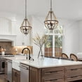 thumbnail image 3 of LNC 4-Light Rusty Bronze and Distressed Wood Farmhouse LED Kitchen Island Chandelier, 3 of 16