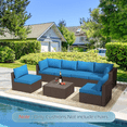 thumbnail image 3 of HOMREST Outdoor Replacement Cushions, 14-Piece Peacock Blue Sofa Cushions for Patio Furniture, 3 of 8