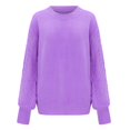 thumbnail image 4 of Purple Womens Fall Tops Women's Autumn and Winter New Casual Thickened and Warm Solid Color External Knitted Pullover Sweaters for Women, 4 of 5