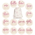 thumbnail image 1 of Monthly Milestone con forma de círculos de madera, diseño Hello World, rosa, 1 of 6
