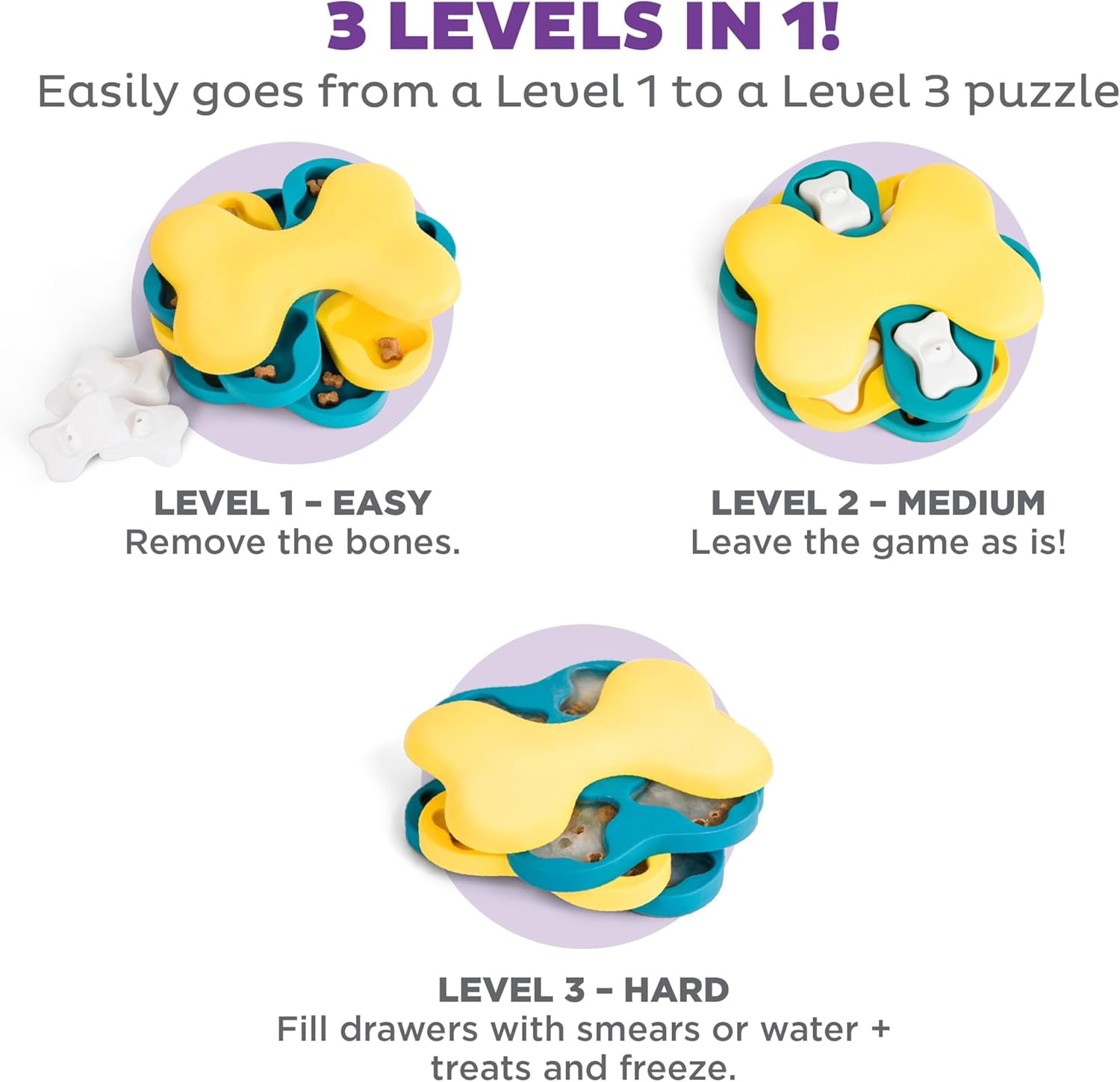 by Nina Ottosson Dog Tornado Treat Puzzle Dog Toy, Level 2 Intermediate, Blue