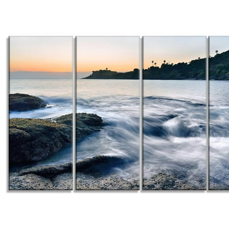 Design Art 'Slow Motion Sea Waves Over Rocks' 4 Piece Graphic Art on Wrapped Canvas (Best Slow Motion Videos)