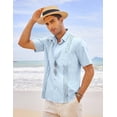 thumbnail image 2 of Mens Linen Guayabera Shirts Short Sleeve Casual Button Down Shirts Summer Beach Wear, 2 of 6
