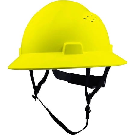 Caco America B3166732 Vented Full Brim Hard Hat 4-Point Adjustable Ratchet Suspension - Yellow