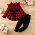 thumbnail image 2 of Ccpelsie Big/Little Girls Clothes 2 Piece Outfit Ribbed Top + Cargo Pants, Girls Fall Clothing Set(Red,2-3 Years), 2 of 9