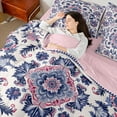 thumbnail image 4 of Feelyou Hippie Western Damask Bedding Comforter Set 7 Pieces for Women, Blue Pink Bohemian Full Bedding Set, Tribal Flower Reversible Fitted Sheet Flat Sheet, Super Cozy Room Decor, 4 of 7