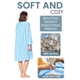 thumbnail image 3 of Casual Nights - Housecoats For Women, Snap Front Dusters For Women, Pure Cotton House Dresses For Elderly & Young with 2 Pockets, Blue Floral 3X, 3 of 7