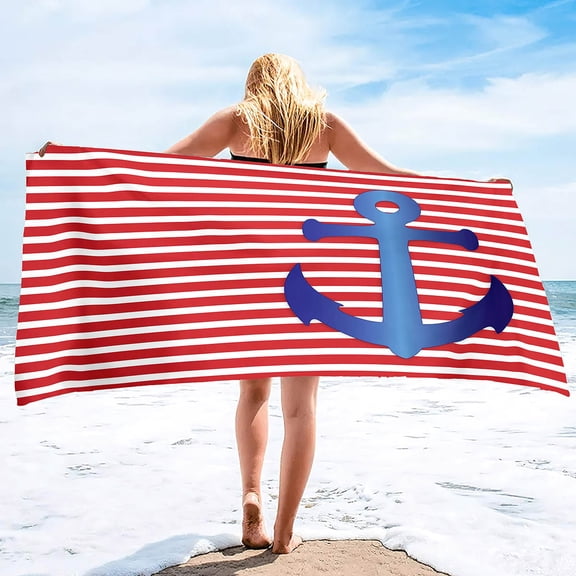Anchor Beach Towel Sand Free Microfiber Oversized Large Beach Towels Absorbent Lightweight Soft and Quick Dry Towels for Men