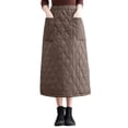 thumbnail image 3 of JTieacloth Winter Windproof Pencil Skirt Mid Length Quilted Wrap Style Skirt With Lightweight Warm Fill,Skirt for Women(Brown), 3 of 6