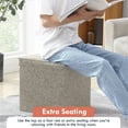 thumbnail image 4 of Ornavo Home Foldable Tufted Linen Storage Ottoman Square Cube Storage Ottoman Foot Rest Stool/Seat with Table Top Lid, Coffee Table Ottoman - 15" x 15" x 15", 4 of 7