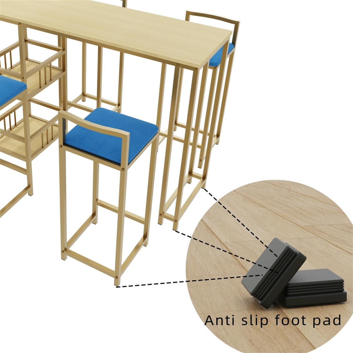 Demi Bonn 5-Piece Dining Table Set with 4 Upholstered Bar Stools and Storage, Kitchen Bar Table Furniture Sets for Dining Room, Apartment, Blue