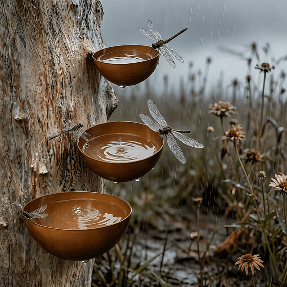 3 Pack Hanging Insect Water Feeder, Outdoor Bee Drinking Cup, Garden Pollinator Water Station for Birds and Bees 2 Inch