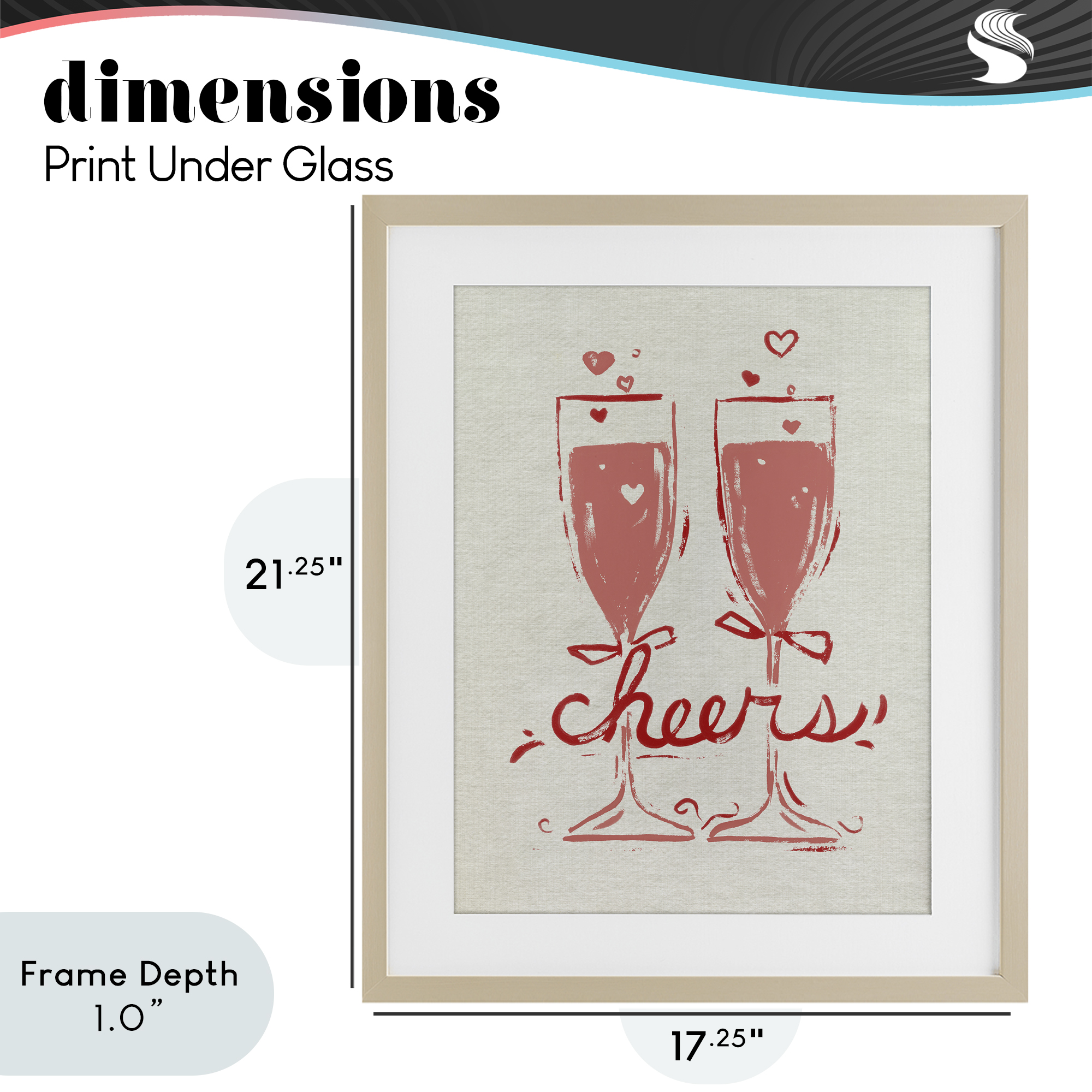 Stupell Industries Romantic Cheers To Love Birch Framed Print Under Glass, design by June Erica Vess