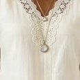 thumbnail image 4 of WCJM 2026 Summer Womens Lace Trim Blouse V Neck Short Sleeve Casual Beach Vacation Top (White,2XL), 4 of 9