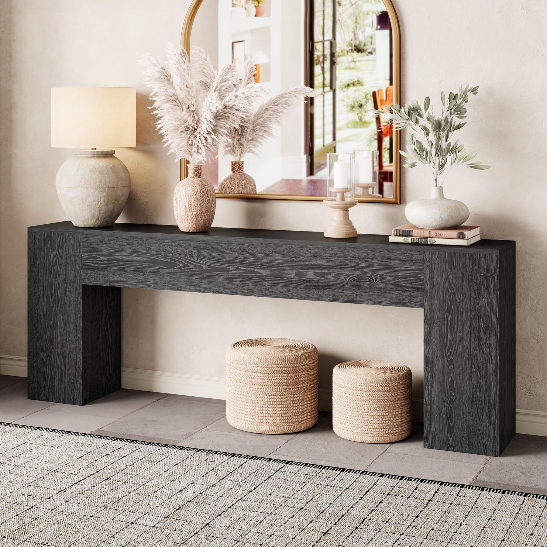 86 Inch Entryway Table for Living Room, Extra Long Sofa Console Table Behind Couch, Modern Wood Console Tables for Entryway, Apartment, Hallway, Black