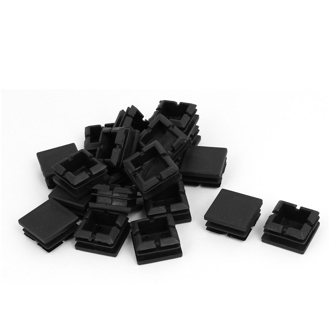 25mmx25mm Plastic Square Blanking End Caps Tube Plug Inserts Black 20pcs