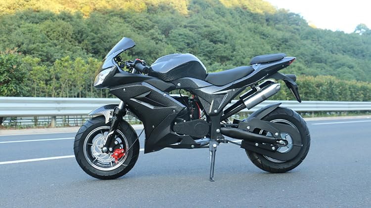 Floseru Dirt Bike 49cc 4 Stroke Pocket Bike, Mini Motorcycle for Kids, Gas Pocket Motorbike with Strong Dual Brake, Gas Power Motocross, Racing Max Speed 25MPH, Dual Headlights,Cool Appearance