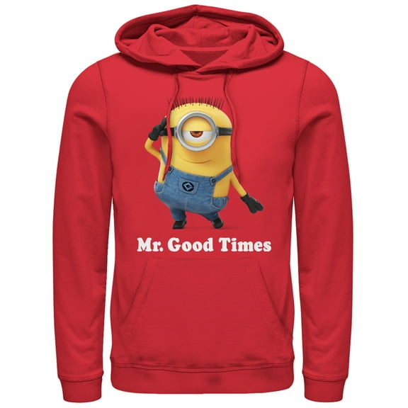 Men's Despicable Me Minion Mr. Good Times  Pull Over Hoodie Red Medium