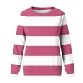 thumbnail image 4 of Scyoekwg Sweatshirt for Women Round Neck Raglan Sleeve Sweatshirt Long Sleeve Striped Dressy Casual Blouse Tops for Women Trendy Loose Pullover (Pink,L), 4 of 4