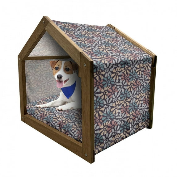 Shells Pet House, Soft Pastel Colored Print Pattern of Seashells Auger Fighting Conch and Kings Crown, Outdoor & Indoor Portable Dog Kennel with Pillow and Cover, 5 Sizes, Multicolor, by Ambesonne