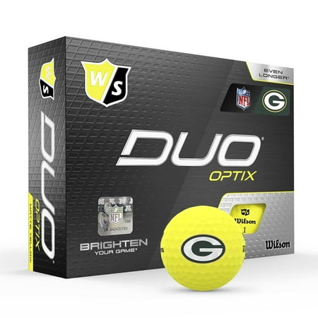 Wilson Staff Duo Optix NFL Golf Balls Yellow Green Bay Packers 12 Pack