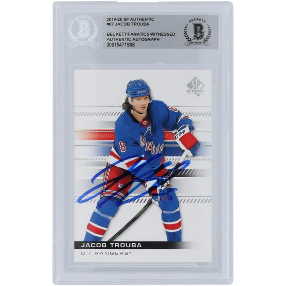 Jacob Trouba New York Rangers Autographed 2019-20 Upper Deck SP Authentic #87 Beckett Fanatics Witnessed Authenticated Card - Fanatics Authentic Certified