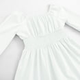 thumbnail image 6 of vigerkar Girls Dresses Kids Fall Long Sleeve Smocked Ruffle Tiered Off Shoulder Dress (White, 9-10 Years), 6 of 9