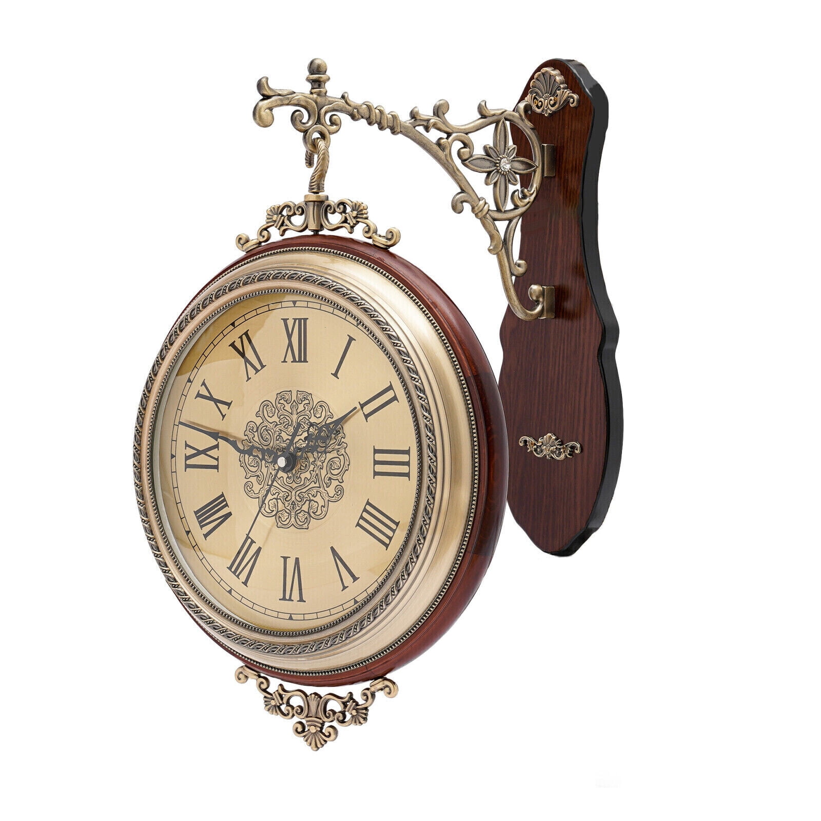 Double Sided 12" Wall Clock Antique Style  Wall Clock Vintage Wall-Mounted Clock with Silent Movement Wall Art Clock for Home Cafe Hotel