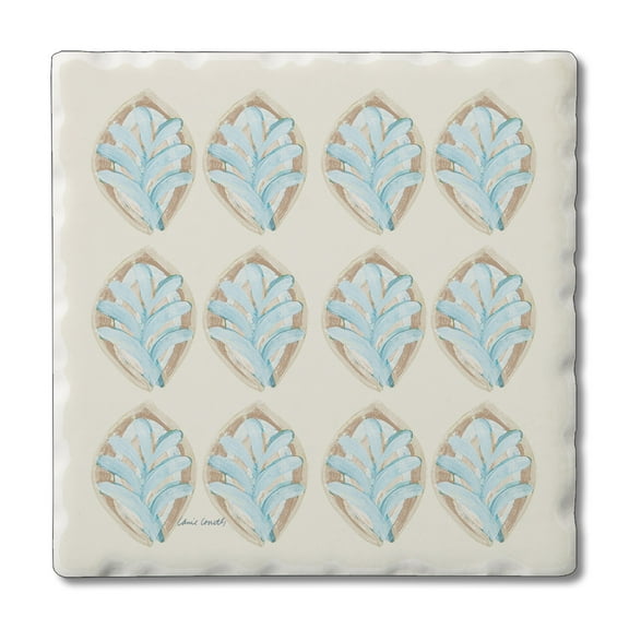 CounterArt "Coastal Pattern" 1 Pack Single Absorbent Stone Tumbled Tile Coaster 4" x 4"