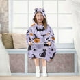 thumbnail image 7 of FORMRS Wearable Blanket Hoodie with Sleeves for Kids Cozy Flannel Sweatshirt, Purple Halloween Pumpkin, 7 of 7