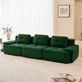 thumbnail image 2 of Yoneston 117" Modular Sectional Sofa 3 Seater Couch with Cushions, No Assembly Corduroy Sofa with Deep Seating for Living Room Bedroom Apartment, Green, 2 of 9