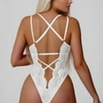 thumbnail image 4 of Hfnxid Women's Open Crotch Low Back Bodysuit Lace Embroidery Underwear for Women, 4 of 6