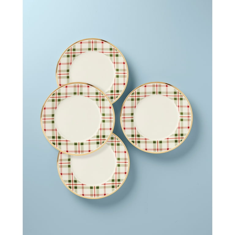 Lenox Holiday Tartan Salad Plates Plaid Dishes Set Lenox Holiday