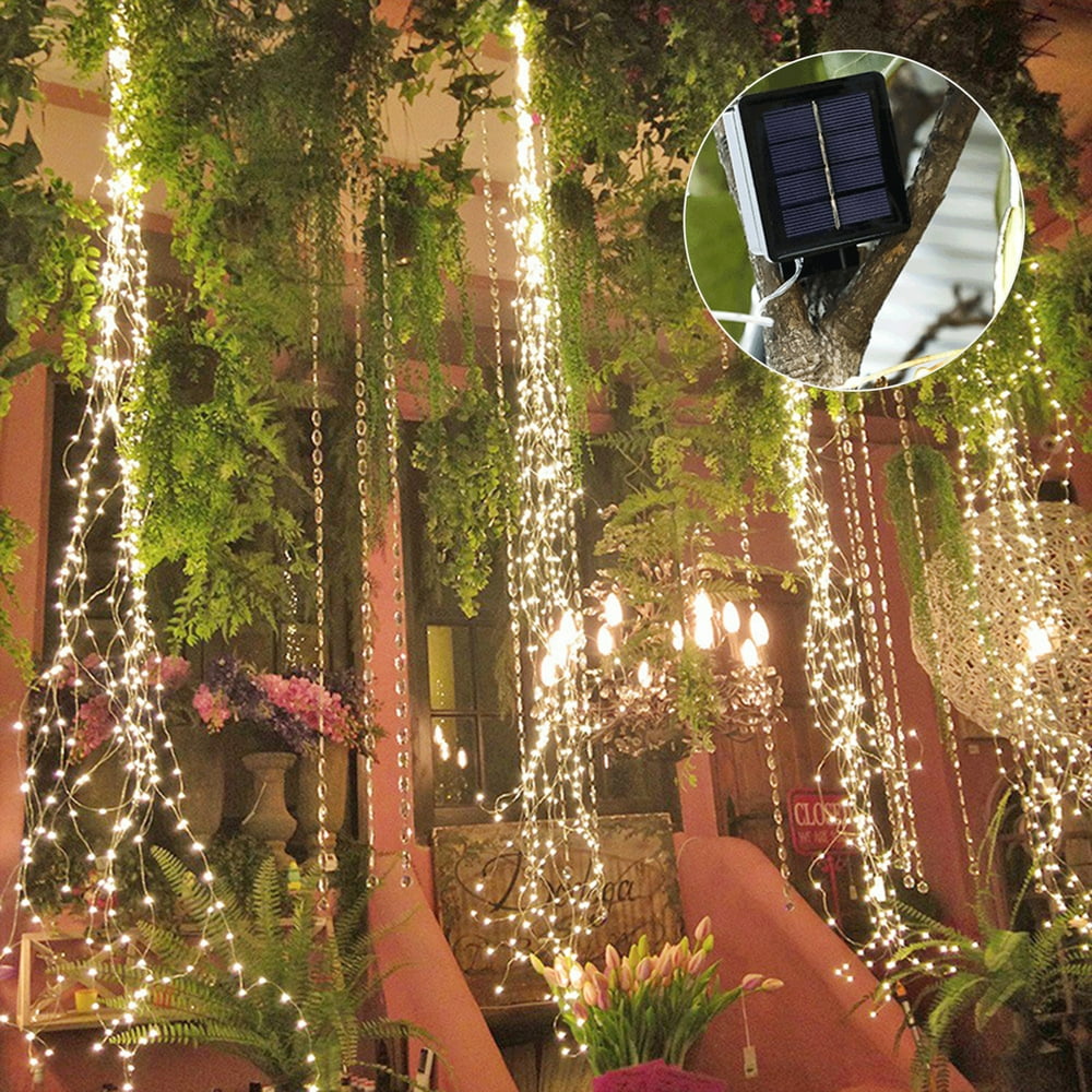 200 LEDs Solar String Lights Christmas Decorative Vine Bunch Light Warm