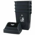 thumbnail image 3 of 15 Gallon Tall Plastic Trash Can with Swing Lid, 4 Pack Gray Kitchen Garbage Bins, 3 of 7