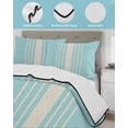 thumbnail image 4 of Aqua Beige Striped King Size Down Alternative Comforter, Lightweight Comforter Quilt Bedding Set with Pillow Shams Modern Farmhouse Retro Lines All Seasons Bed Comforter Duvet Insert 96"x106", 4 of 7