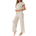 thumbnail image 4 of INSPIRE CHIC Women's Knit Tracksuit Lounge Matching Sweatsuits Tops and Wide Leg Pants 2 Piece Outfits Sets, 4 of 5