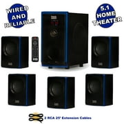 Acoustic Audio AA5102 Bluetooth 5.1 Speaker System with 2 Extension Cables Home Theater