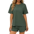 thumbnail image 3 of QSXADF Women's Pajama Set Tops And Shorts Set 2 Piece Lightweight Soft Short Sleeve Pajama Set Women Summer Pajamas Soft Loungewear, 3 of 5