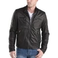 thumbnail image 2 of Mens Sheepskin Real Leather Jacket Zipper Biker Moto Slim Fit Jacket MJF043, 2 of 4