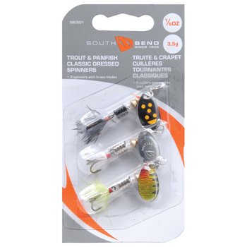 South Bend Dressed Spinnerbaits Freshwater Trout Fishing Lures, Assorted, 1/8 oz., 3-pack