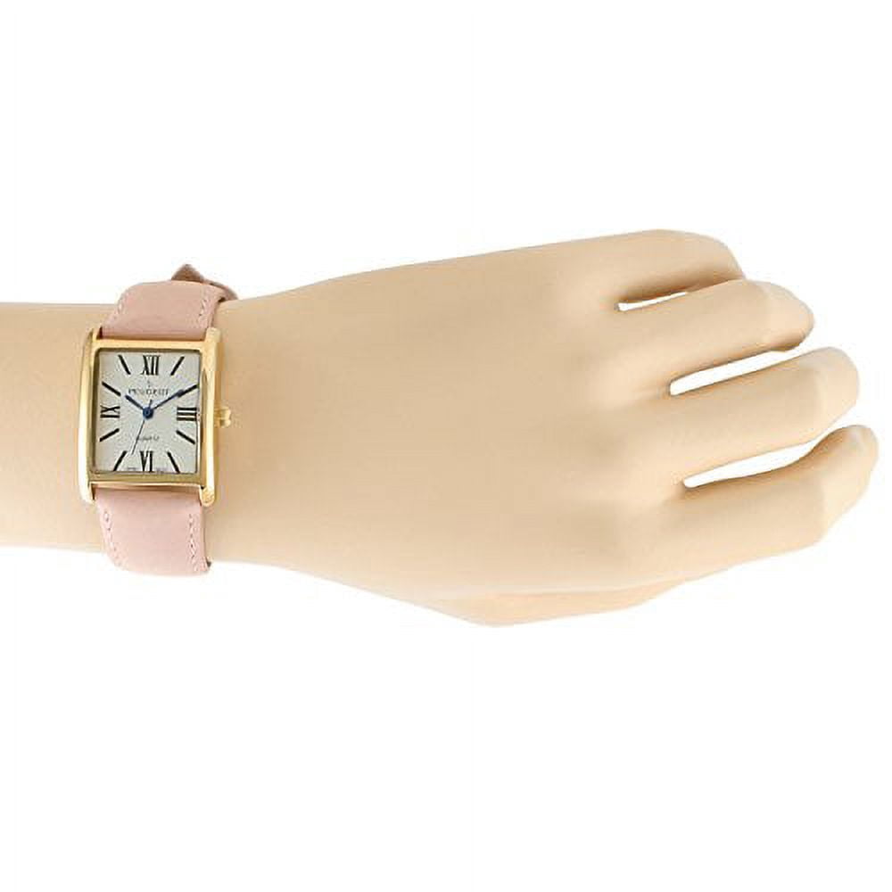 Best Deal 14K Gold Plated Tank Roman Numeral Pink Suede Band Watch 3036SPK  - Walmart.com
