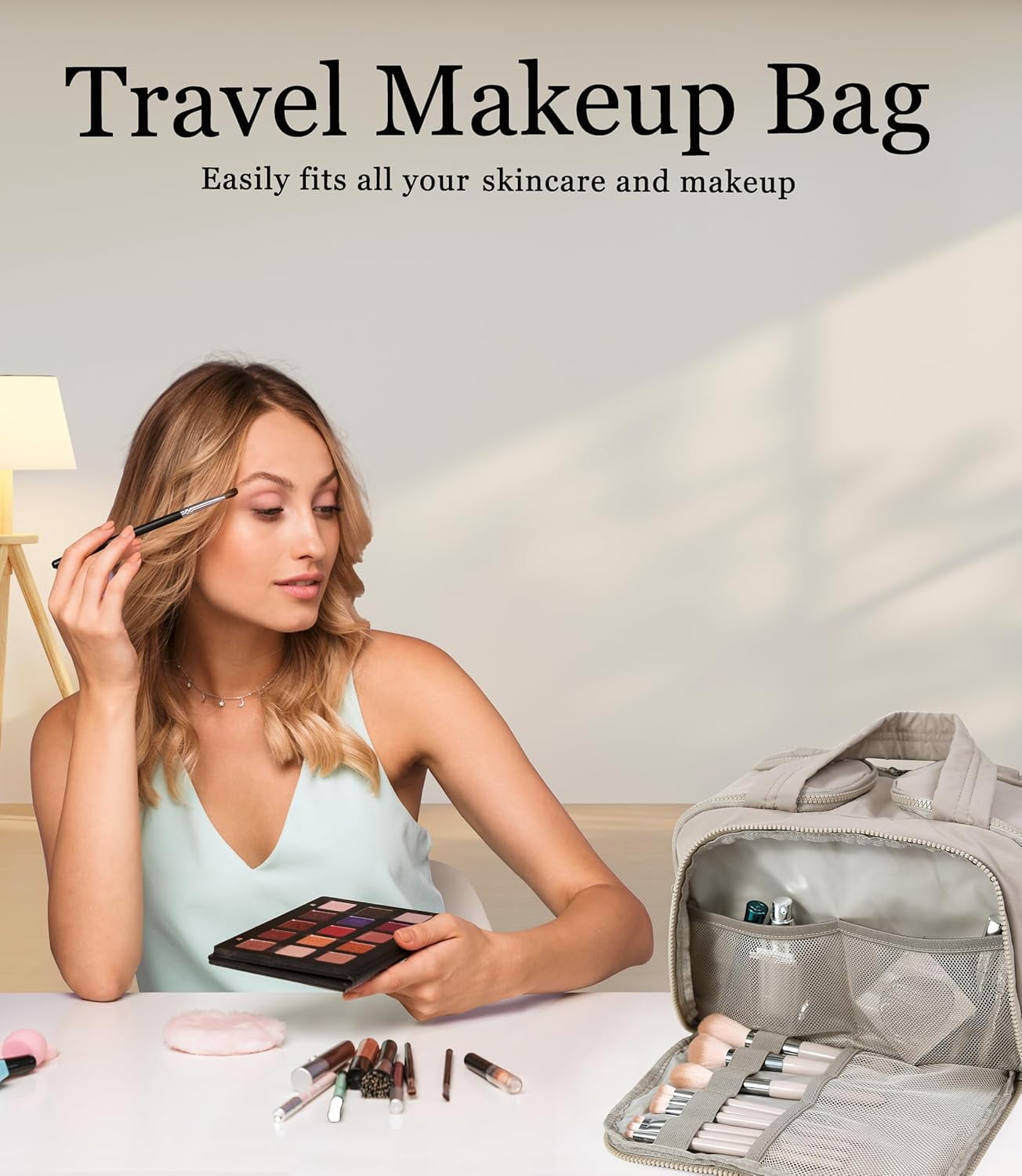 Cloud Carry Bag,Travel Toiletry Bag for Women, Large Puffy Cosmetic Bag with Wet-Dry Separation and Multiple Pockets for Organized Essentials